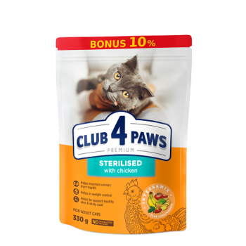 Купити Корм 330 г CLUB 4 PAWS Преміум сухий повнораціонний для дорослих стерилізованих котів у АТБ Market