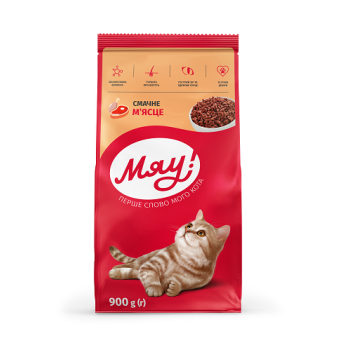 Купити Корм 0,9 кг Мяу сухий для дорослих котів М'ясний м/уп у АТБ Market