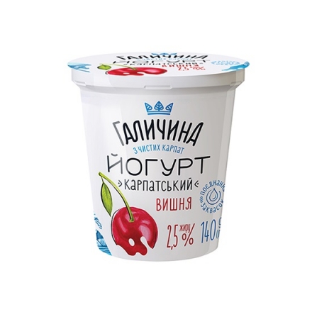 Йогурт 140г Галичина Карпатський Вишня десертний 2,5%