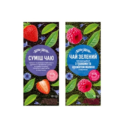 Чай (40 ф/п х 1,5 г) День у День суміш чаю полуниця квіти/суміш чаю з лимонником та малиною к/уп