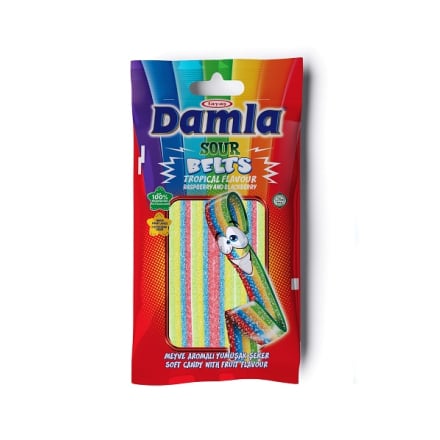 Цукерки 75 г Damla Sour Belts кислі з фруктовим смаком жувальні м/уп Туреччина