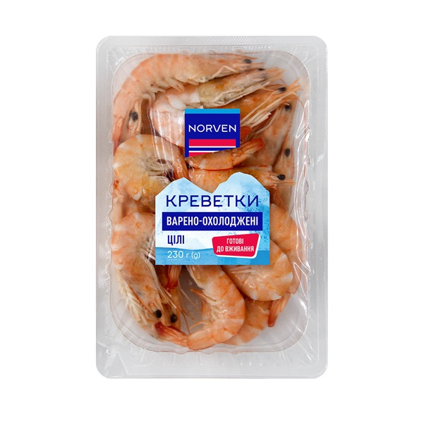 ➤ Креветка 230 г Norven ціла охолоджена варена п/конт купить в