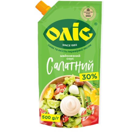 Майонезний соус 500 г Оліс Салатний 30% д/пак