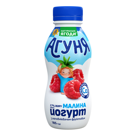 Йогурт 185 г Агуня Малина 2,7% п/бут