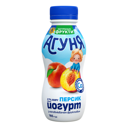 Йогурт 185 г Агуня Персик 2,7% п/бут