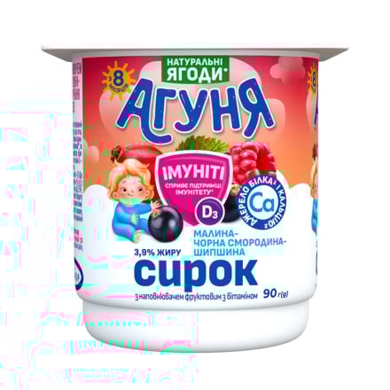 Сирок 90 г Агуня Імуніті Малина-смородина-шипшина 3,9% п/стакан