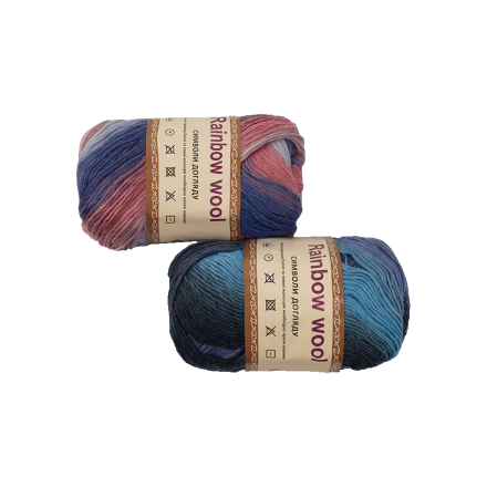 Пpяжа Rainbow wool yarn 50% вовна, 50% акpил, 285 m (м), 75 g (г)