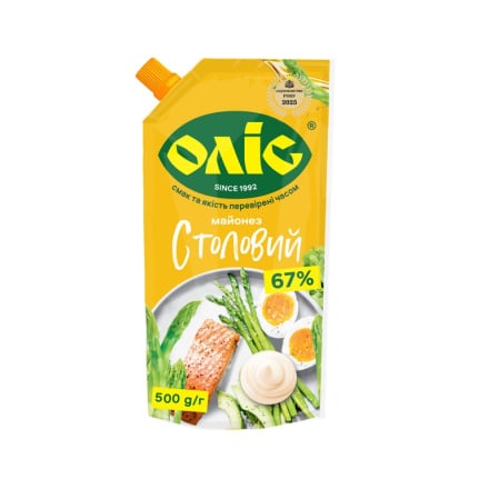 Майонез 500 г Оліс Провансаль Столовий 67% д/пак