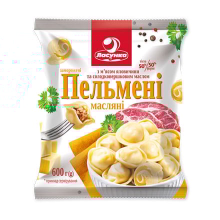 Пельмені 0,6 кг Ласунка "Масляні" яловичі п/ет