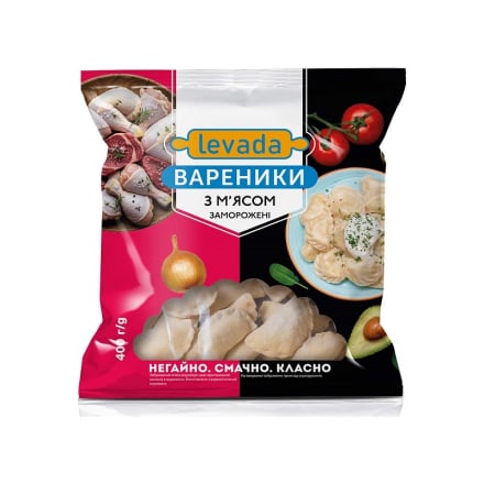 Вареники 400 г Levada з м'ясом заморожені п/ет