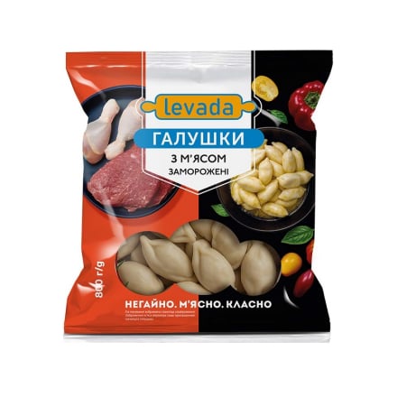 Галушки 0,8 кг Levada з м'ясом заморожені п/ет