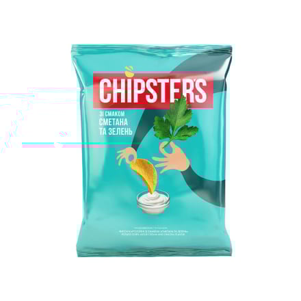 Чипси 110 г CHIPSTERS картопляні зі смаком сметани із зеленню м/уп