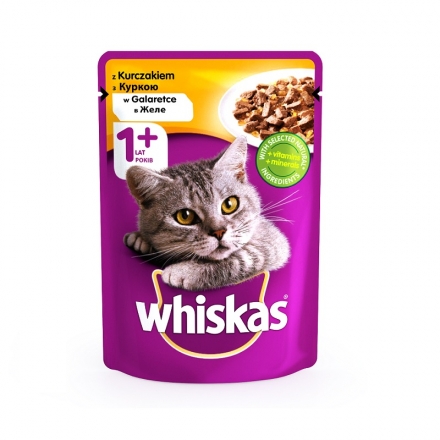 Корм 100г Whiskas консерви для дорослих котів з куркою у желе