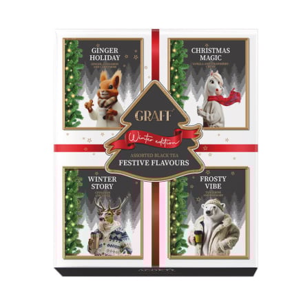 Чaй (4 види*8 ф/п) GRAFF нaбiр Winter Collection в конвертaх к/yп
