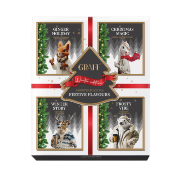 ➤ Чaй (4 види*8 ф/п) GRAFF нaбiр Winter Collection в конвертaх к