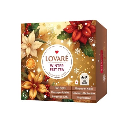 Чай 157,5г (6 видів*15 ф/п) LOVARE набір Fest Tea SET асорті в конвертах к/уп