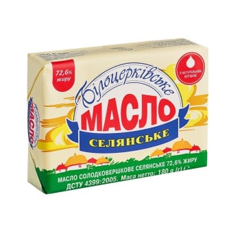 Купить Масло 180г Білоцерківське солодковершкове селянське 72,6% в АТБ Market