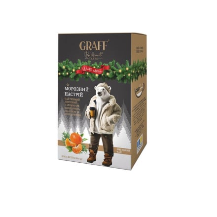 Чай 80 г Graff чорний полуниця та ваніль Christmas miracle/ мандарин та розмарин Frosty Vibe к/уп