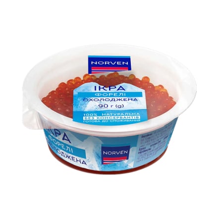 Ікра 90 г Norven лососева зерниста (форелі) охолоджена пл/стакан