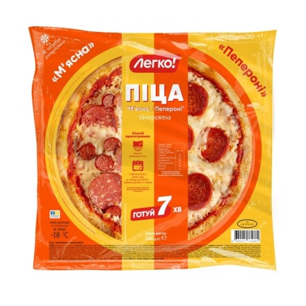Піца 430 г Легко! "М'ясна/Пепероні" заморожена п/ет