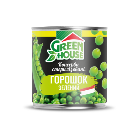 Горошок 200 г Green House зелений консервований з/б
