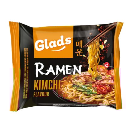 Локшина 105 г Glads Рамен з соусом зі смаком Кімчі з цукром та підсолоджувачем м/у