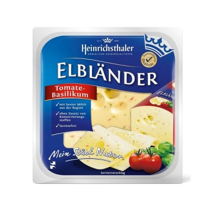 Сир напівтвердий 175г Heinrichsthaler Елблендер з дод томатів та базил 45 % газ/упак