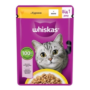 Купить Вологий корм Whiskas з куркою в желе для дорослих котів 85 g(г) в АТБ Market