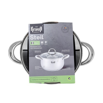 Купити Каcтpуля 2,5л зi cкляною кpишкою Krauff d=18 cм у АТБ Market