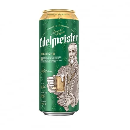 Пиво 0,5л Edelmeister Pilsner светлое фильтрованное 4,5%, Польша