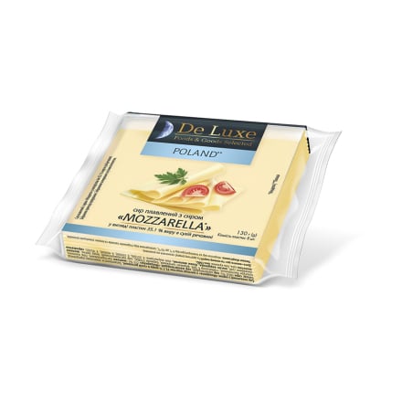 Купити Сир плавлений 130 г De Luxe Foods&Goods Selected з сиром Моцарелла 35,1%, пластини п/yп Польща у АТБ Market