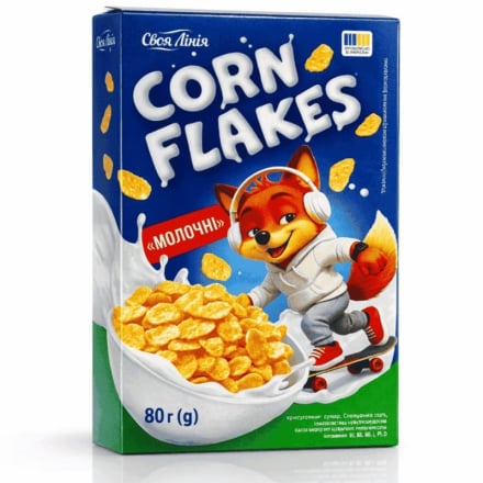 Пластівці 80г Своя Лінія кукурудзяні глазуровані цукровою глазур'ю з молоком