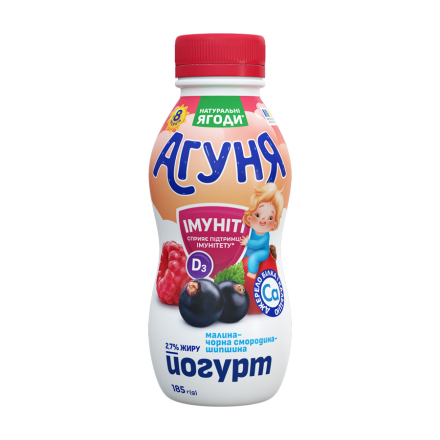 Купить Йогурт 185 г Агуня Імуніті Малина-чорна смородина-шипшина 2,7% п/бут в АТБ Market