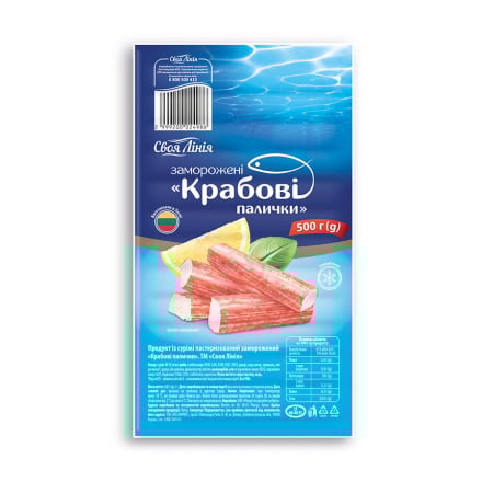 Крабові палички 500 г Своя лінія 40% заморожені п/eтилeн Литва