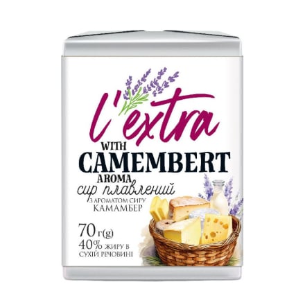 Сир плавлений 70 г L'extra з ароматом сиру Камамбер 40% фольга
