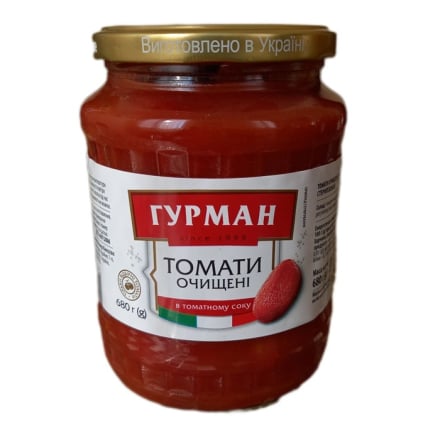 Купить Томати 0,68 кг Гурман очищені в томатному соку ск/б в АТБ Market
