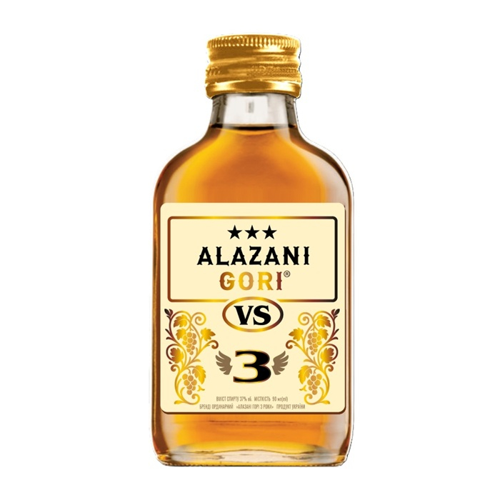 ➤ Бренді ординарний 0,09 л Alazani Gori три роки 37% ск/пл