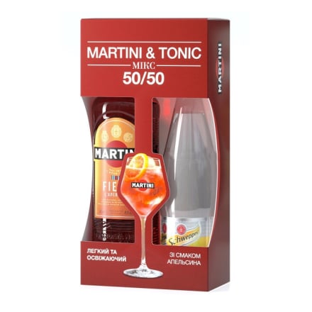 Набір Вермут 0,75 л Martini Fiero червоний 14,9% об ск/бут + Напій 1 л Schweppes Tonic