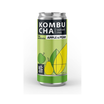 Купить Напій бродіння 330 г Vit-Fit Kombucha Чайний Гриб Apple&Pear з/б в АТБ Market