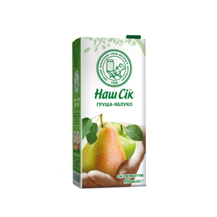Купити Нектар 0,95 л Наш Сік Яблуко-груша з м'якоттю тетра-пак у АТБ Market