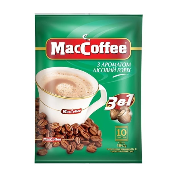 ➤ Напій кавовий (18г x 10 шт) MacCoffee лісовий горіх розчинний