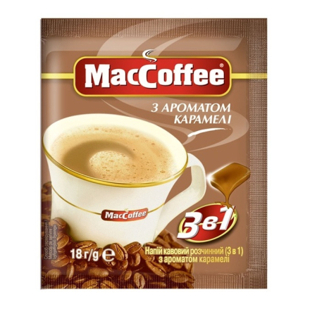 Купити Напій кавовий 18 г MacCoffee з ароматом карамелі розчинний стік (3 в 1)  у АТБ Market