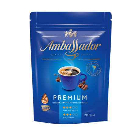 Кава 200 г Ambassador Premium натуральна розчиннa сублімовaнa