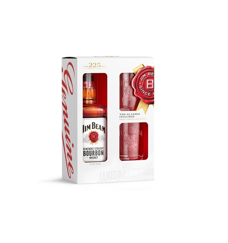 ➤ Набор Виски 0,7л Jim Beam 40%+ 2 стакана купить в Киеве и