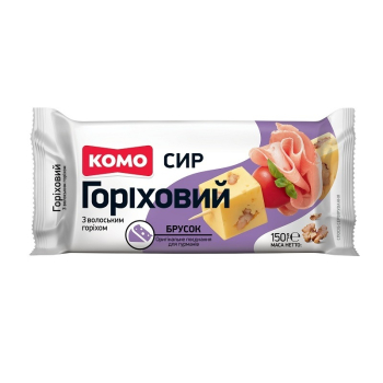Купить Сыр твердый 150 г Комо Ореховый 50% с грецким орехом, брусок в АТБ Market
