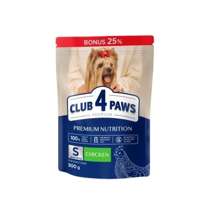 Купить Корм CLUB 4 PAWS Премиум сухой полнорационный для взрослых собак малых пород 0,5кг в АТБ Market