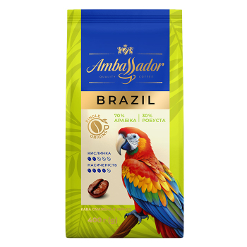 Купить Кава 400 г Ambassador Brazil натуральна смажена в зернах м/уп в АТБ Market