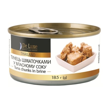 Купити Консерви 185г De Luxe Foods & Goods Selected Тyнець шматочками y власномy сокy у АТБ Market