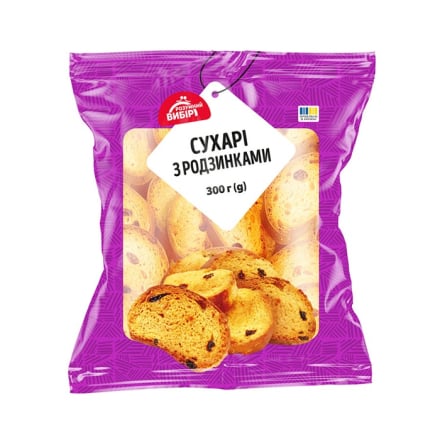 Купити Сухарi 300 г Рoзумний вибiр з рoдзинками п/eт у АТБ Market