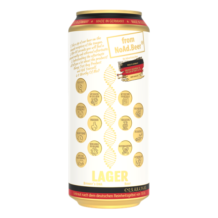 Купити Пиво 0,5 л NoAd.Beer Lager світле фільтроване пастеризоване 4,1% об ж/б Німеччина у АТБ Market